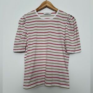 Rebecca Taylor Striped Cherry and Olive Women's Top